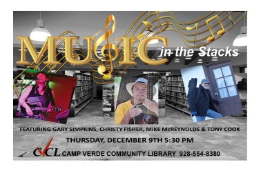 Music in the Stacks December flyer