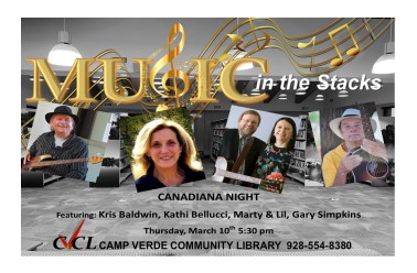 Music in the Stacks March flyer