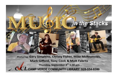 Music in the Stacks Sept 8,, 2022 flyer