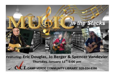 Music in the Stacks January 12th flyer