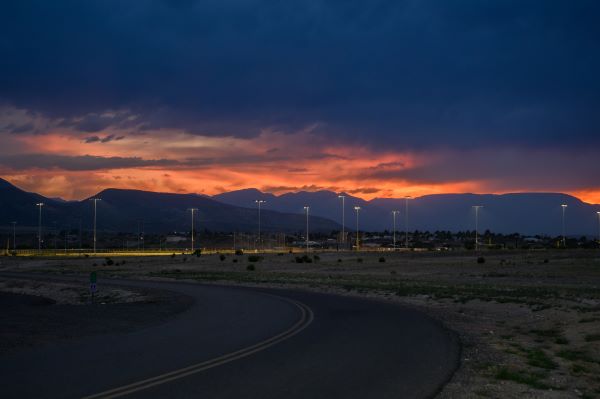 sports complex at night