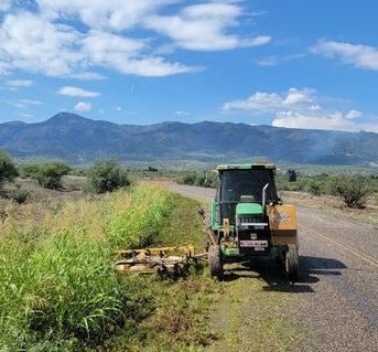 mowing roadway