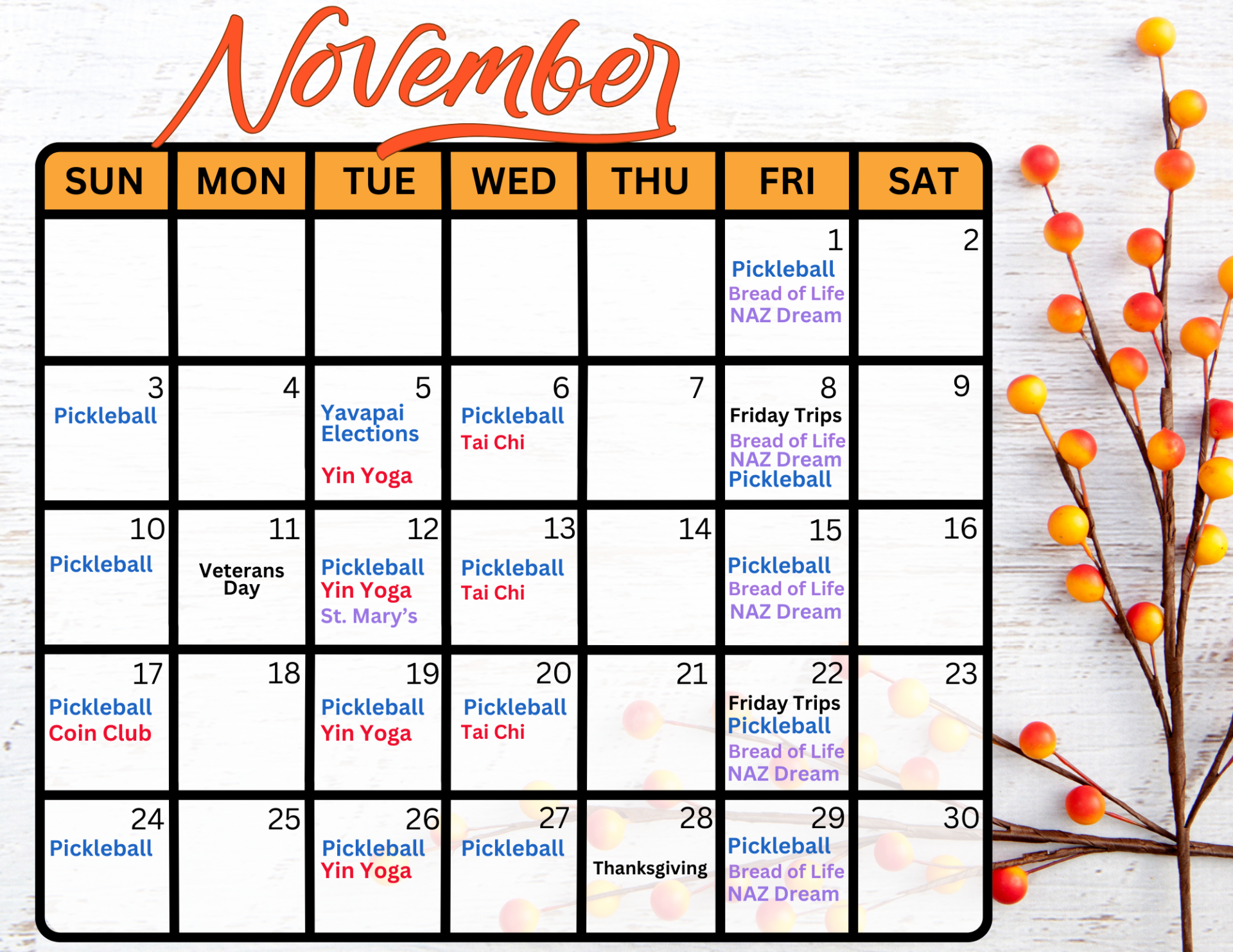 November Calendar